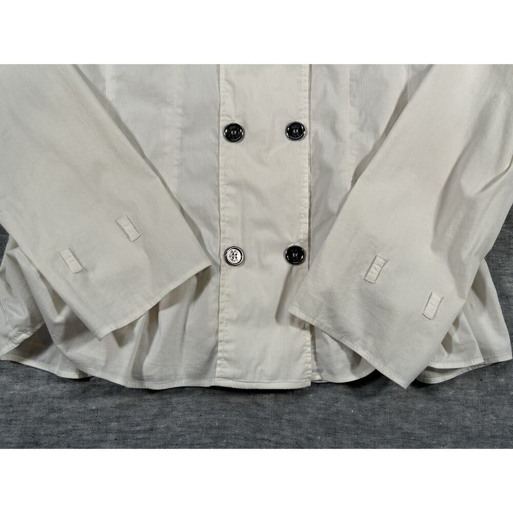 Burberry London Shirt Womens 8 White Long Sleeve Short Sleeve Button-Up Top - Picture 6 of 13